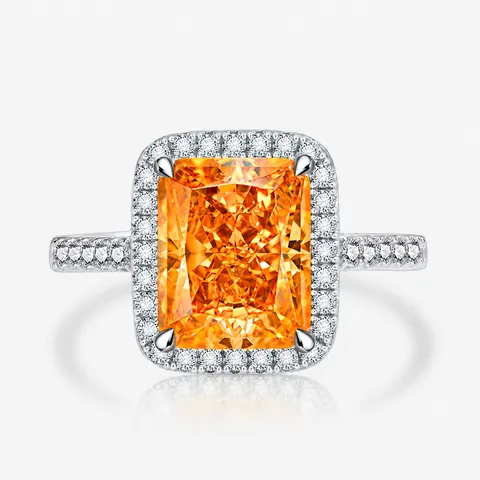 925 Sterling Silver Radiant Cut Radiant Rectangle Rhinestone Ring Luxury Halo Gemstone Ring For Women Party Fashion Jewelry