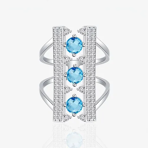 Geometrischer 925 Sterlingsilber Ring Für Damen Brückenbogen Design Eingelegter Runder Zirkonia Eleganter Fingerschmuck