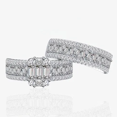 925 Sterlingsilber Rechteckiger Zirkonia Ring Set Geometrisch Stapelbar Hochzeitstag Ring Für Damen Schmuck Geschenk