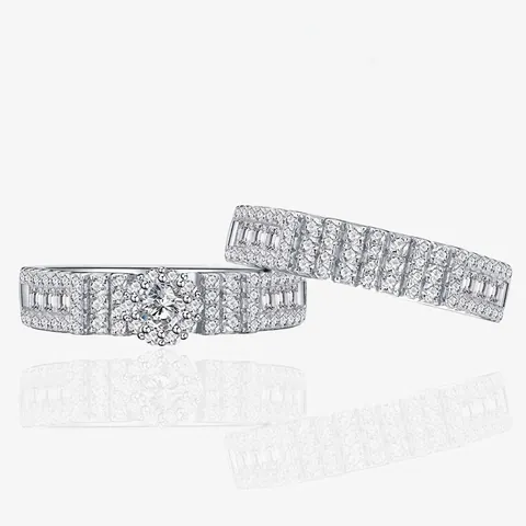925 Sterling Silver Snowflake Ring Set Micro-set Rhinestone Luxurious Stackable Rings For Women Wedding Party Jewelry Gift