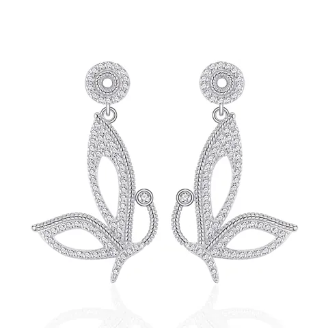 Boucles d'Oreilles Clous Papillon en Argent Sterling 925 Avec Zirconia Micro Incrusté Boucles d'Oreilles pour Femme