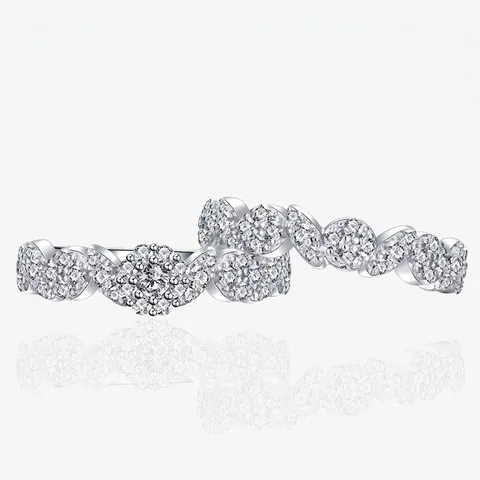 925 Sterling Zilver Zirconia Bloem Stapelbare Ring Voor Vrouwen Luxe Micro Ingelegde Dubbele Ring Verzilverde Sieraden Cadeau