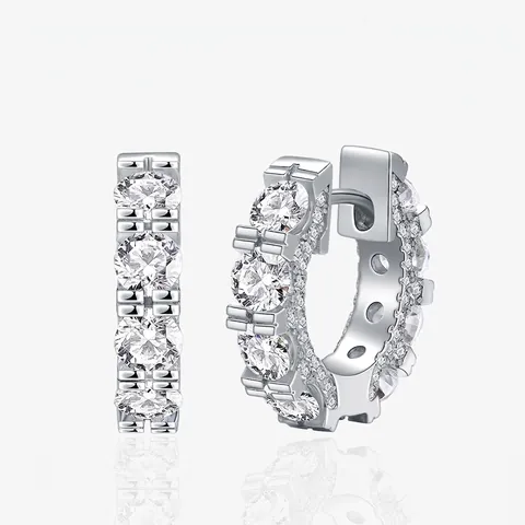 Pendientes de Aro de Plata de Ley 925 Con Circonia Transparente Diseño de Pavé Joyas de Moda para Mujer Pendientes Elegantes