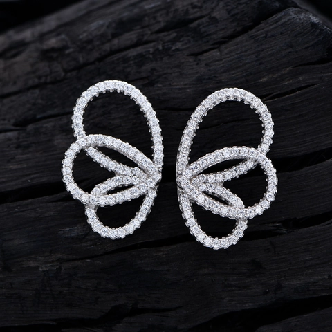 Orecchini a Bottone in Argento Sterling 925 Ala di Farfalla Con Zirconia Scintillante Micro Intarsiato Gioielli Minimalisti Regalo Donna