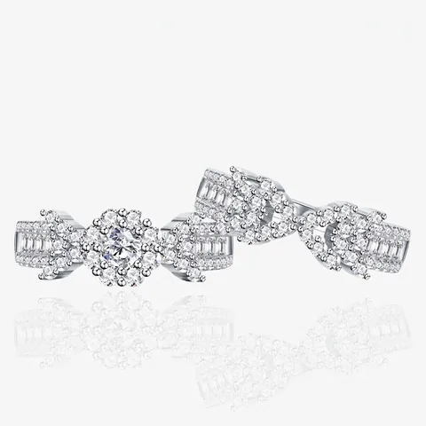 Anelli Sovrapponibili in Argento Sterling 925 con Elementi a Freccia e Fiocco di Neve Anello a Doppio Strato con Zirconia Micro Intarsiata per Donna Gioielli alla Moda