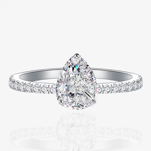 Anillo De Flor De Circonia De Plata De Ley 925 Corte Pera Para Mujer Diseño Floral De Planta Joyería De Lujo Anillo Dedo
