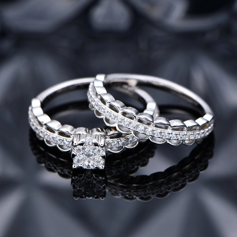 Dames S925 Sterling Zilver Stapelbare Ring Set Strass Elegant Golf Kant Gaas Ontwerp Verstelbare Sieraden Huwelijk