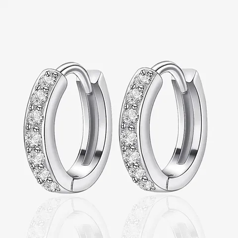 925 Sterlingsilber Huggie Hoop Ohrringe Zirkonia Eingelegt Geometrischer Kreis Minimalistischer Schmuck Für Damen