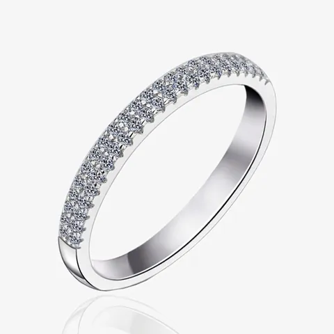 925 Sterling Zilveren Dubbele Rij Zirconia Halve Eternity Ring Voor Vrouwen Mode Pavé Ingelegde Minimalistische Sieraden Bruiloft Vingerring