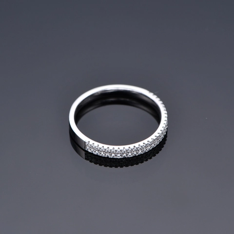 925 Sterling Zilveren Dubbele Rij Zirconia Halve Eternity Ring Voor Vrouwen Mode Pavé Ingelegde Minimalistische Sieraden Bruiloft Vingerring
