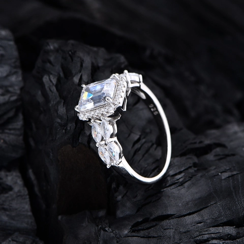 Emerald Cut Zirconia Halo Ring 925 Sterling Silver Marquise Side Stone Engagement Wedding Fashion Jewelry Gift For Women