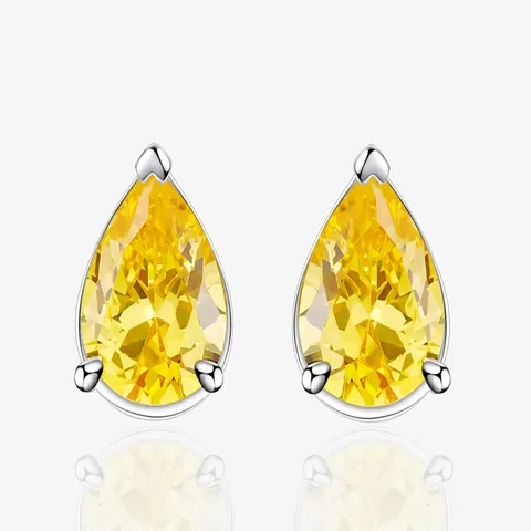 925 Sterlingsilber Wassertropfen Ohrstecker Birnenschliff Gelb Weiß Strass Elegant Klassisch Modeschmuck Für Damen