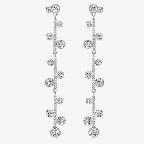 Lange Kwastje Oorknopjes van 925 Sterling Zilver voor Dames met Zirconia Inleg Geometrische Lineaire Drop Hanger Oorbellen Mode Sieraden