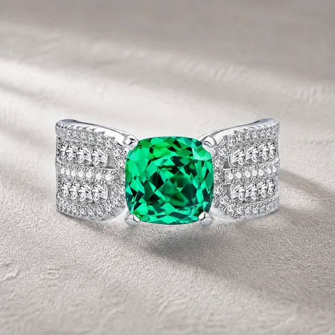 925 Sterling Silver Cushion Cut Ring Luxury Rhinestone Inlaid Jewelry For Engagement Wedding Banquet Party Women Accessory