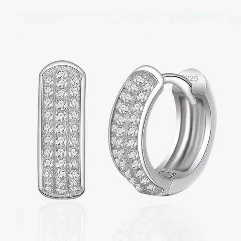 925 Sterling Silber Huggie Hoop Ohrringe Für Damen Voll Zirkonia Eingelegt Geometrischer Bogen Rund Mode Pendeln Schmuck Geschenk