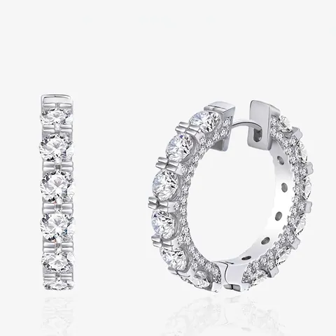 Large Seiko Pave Zirconia Hoop Earrings For Women 925 Sterling Silver Round Circle Geometric Luxury Fashion Jewelry