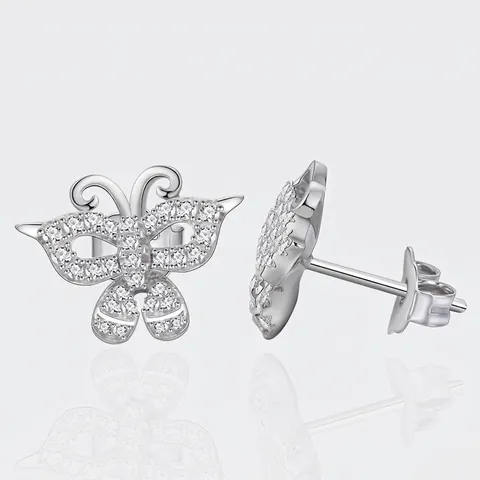 Orecchini a Bottone a Farfalla in Argento Sterling S925 per Donna con Zirconi Pave Gioielli di Moda Eleganti a Forma di Animale