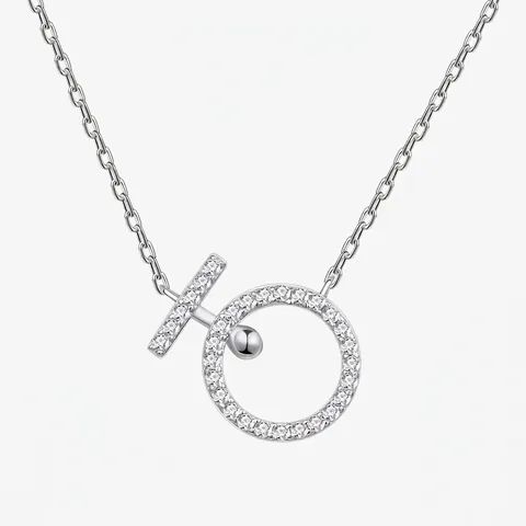 925 Sterling Silver Minimalist Rhinestone Geometric Pendant Necklace For Women Fashion Commuting Jewelry Clavicle Chain