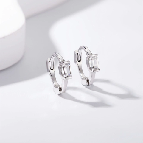 Minimalistische 925 Sterlingsilber Huggie Ohrringe Für Damen Rechteckige Zirkonia Eingelegt Runde Kleine Ohrringe Schmuck