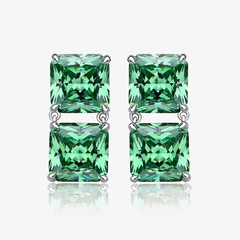 925 Sterling Zilveren Vierkante Oorknopjes Voor Dames Strass Geometrische Dubbellaagse Oorbellen Mode Sieraden Cadeau