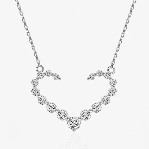 925 Sterlingsilber Herz Anhänger Halskette Für Damen Zirkonia Eingelegt Elegante Schlüsselbeinkette Mode Schmuck Zubehör Geschenk