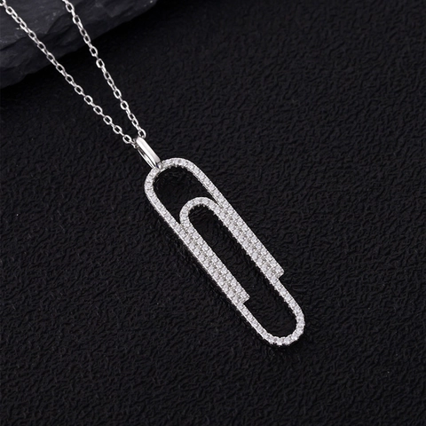 Collana con Pendente a Graffetta in Argento Sterling 925 Micro Pavé Zirconia Catena a Maglie di Spilla da Balia Gioielli di Moda