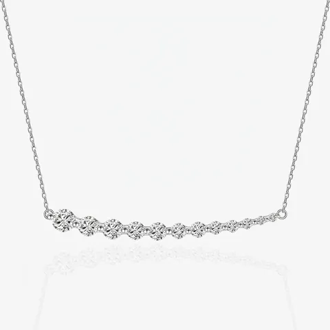 Minimalistische 925 Sterlingsilber Gebogene Balken Anhänger Halskette Mit Abgestuften Zirkonia Steinen Glänzende Schlüsselbeinkette