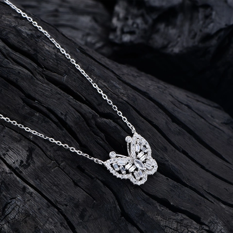 Luxus 925 Sterlingsilber Schmetterling Zirkonia Anhänger Halskette Für Damen Schimmernde Eingelegte Zirkonia Schmuck Halskette Geschenk