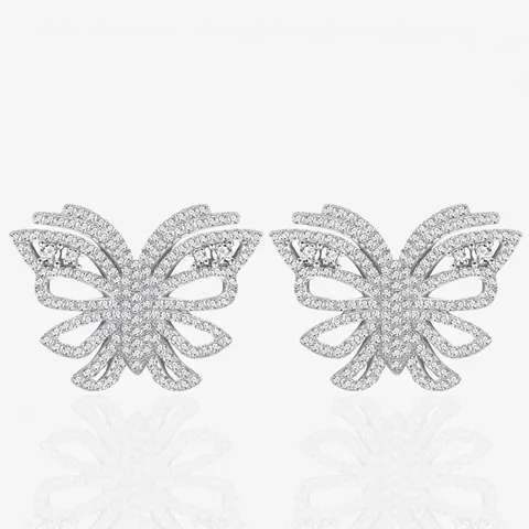 Orecchini a Bottone a Farfalla in Argento Sterling S925 per Donna Eleganti Gioielli di Nicchia con Strass Squisiti Orecchini