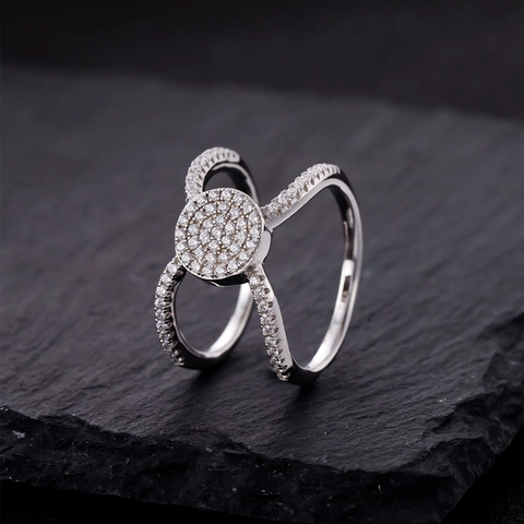 925 Sterling Zilver Persoonlijkheid Ronde Plaat Strass Ring Voor Vrouwen Mode Geometrisch Dubbel X Kruis Brede Band Ring Sieraden