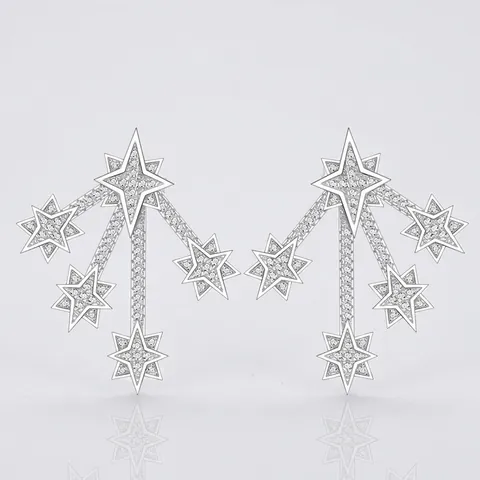 925 Sterling Zilver Meteorietregen Ster Oorknopjes Voor Vrouwen Micro-zetting Zirconia Luxe Mode Jubileum Sieraden