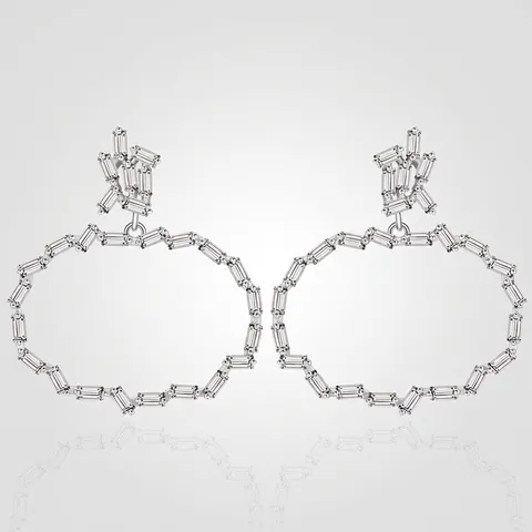 S925 Sterling Zilveren Onregelmatige Rechthoekige Zirconia Oorknopjes Individuele Moderne Geometrische Oorbellen Voor Vrouwen