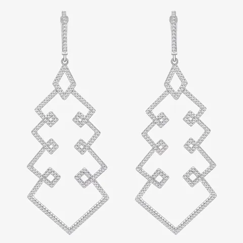 Orecchini Pendenti a Forma di Albero di Natale in Argento Sterling S925 per Donna Lussuosi Gioielli Geometrici con Zirconia