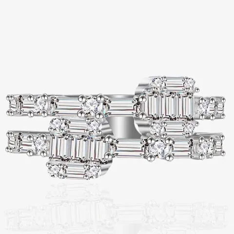 S925 Sterling Silver Double Layer Geometric Ring For Women Inlaid With Zirconia Sparkling Luxurious Niche Design Jewelry Ring
