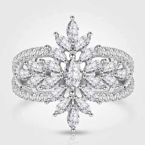 Bague Épi de Blé en Argent Sterling S925 Pour Femme Sertie de Zirconia Luxe Bague Déclaration Florale Rayonnante Bijoux de Mode Cadeau