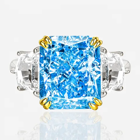 S925 Sterling Silver Radiant Cut Three Stone Ring For Women Luxury Rhinestone Inlaid Engagement Wedding Party Fashion Jewelry Ring