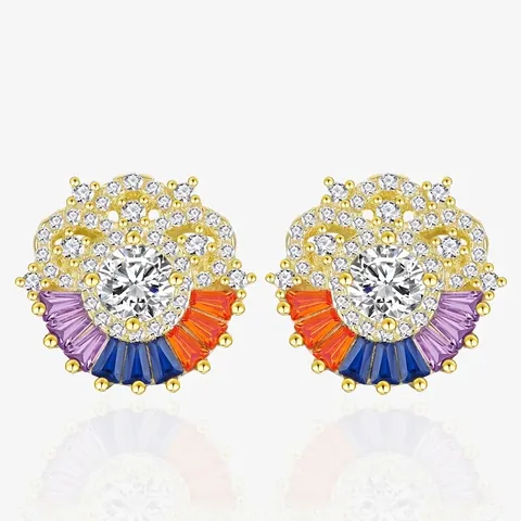 925 Sterling Zilveren Regenboog Wolk Oorknopjes Met Gekleurde Zirkonia Micro Pave Zonnestraal Oorbellen Voor Dames Sieraden