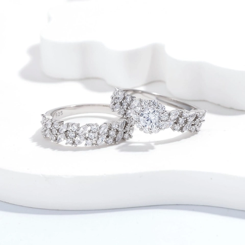 925 Sterling Silver Zirconia Stackable Ring Meteor Shower Full Pave Luxurious Women Wedding Band Jewelry Finger Rings
