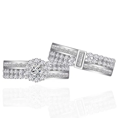 S925 Sterling Silver Snowflake Ring Set Luxurious Zirconia Pave Inlaid Individual Stacking Rings For Women Elegant Jewelry