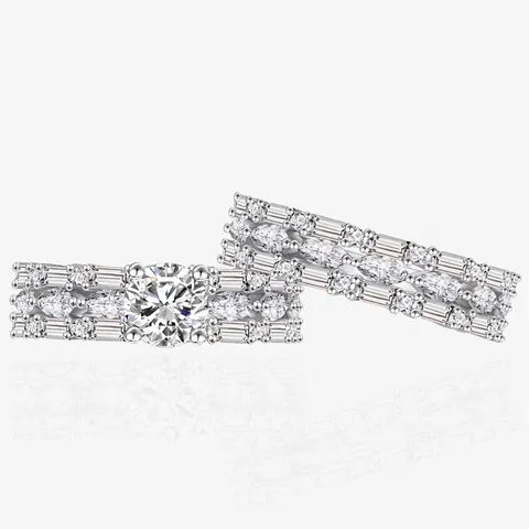 925 Sterling Silver Stacking Rings With Round Zirconia Sparkly Geometric Style For Women Trendy Luxurious Jewelry Gift