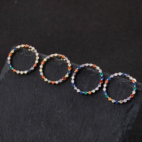 925 Sterlingsilber Regenbogen Runde Ohrstecker Bunte Zirkonia Eingelegt Gold Silber Galvanisierte Schmuck Für Damen