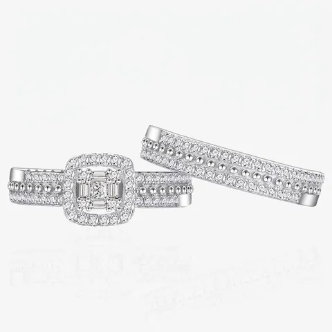 925 Sterling Silver Square Halo Zirconia Stackable Rings For Women Individual Style Personalized Wedding Finger Jewelry