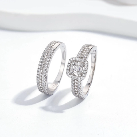 925 Sterling Silver Square Halo Zirconia Stackable Rings For Women Individual Style Personalized Wedding Finger Jewelry