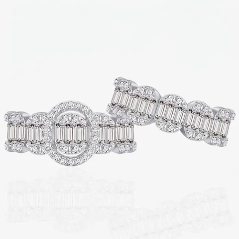 925 Sterling Zilver Ovaal Baguette Zirconia Stapelbaar Ring Set Voor Vrouwen Geometrisch Golf Pavé Bruiloft Sieraden