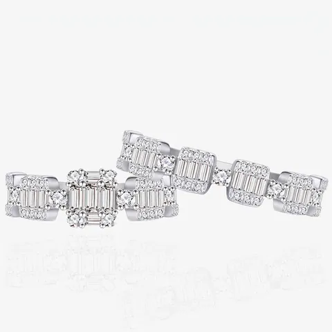 925 Sterling Silver Geometric Stackable Ring Set For Women Inlaid Zirconia Eternity Band Wedding Engagement Rings Jewelry