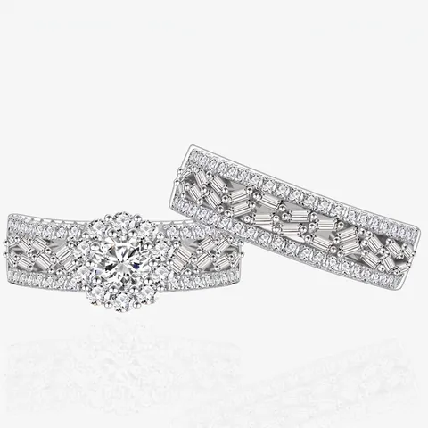 925 Sterling Silver Snowflake Zirconia Inlaid Stackable Rings For Women High Fire Spark Bridal Finger Jewelry Gift