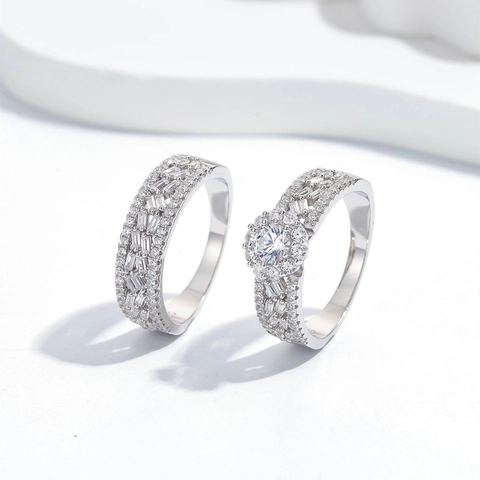 925 Sterling Silver Snowflake Zirconia Inlaid Stackable Rings For Women High Fire Spark Bridal Finger Jewelry Gift