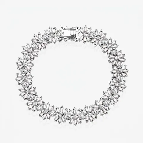 Pulsera de Copo de Nieve de Plata de Ley 925 para Mujer Pulsera Tennis de Circonia Incrustada Joyería de Boda Regalo de Navidad