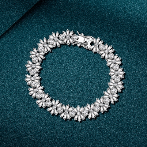 Pulsera de Copo de Nieve de Plata de Ley 925 para Mujer Pulsera Tennis de Circonia Incrustada Joyería de Boda Regalo de Navidad