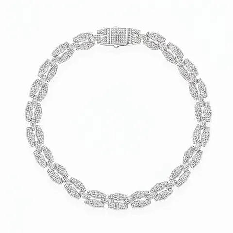 Bracciale in Argento Sterling 925 con Zirconia Hip Hop Iced Out Hexagon Geometric Link Bracelet Per Uomo Donna Gioielli alla Moda Regalo